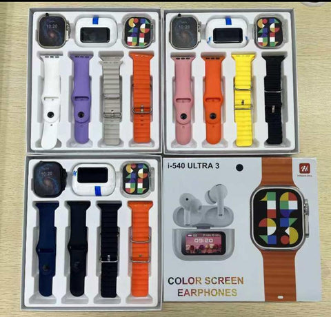 1Smart watch ULTR3 + Auricular con pantalla LCD